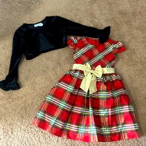 Sweet Charmers Girls holiday Christmas Dress Sz 5 sparkling red plaid